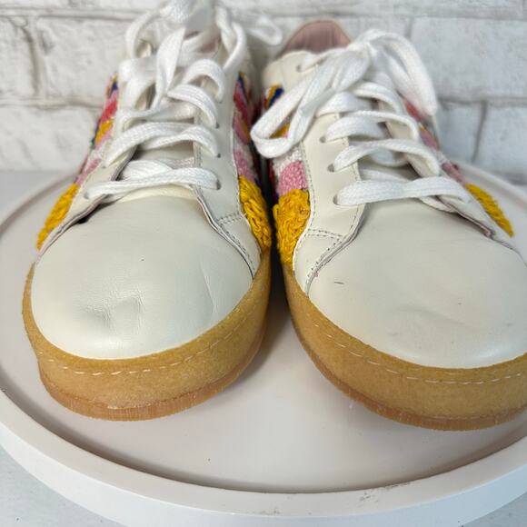 Embroidered White Flats with Multicolor Design - Picture 7 of 10